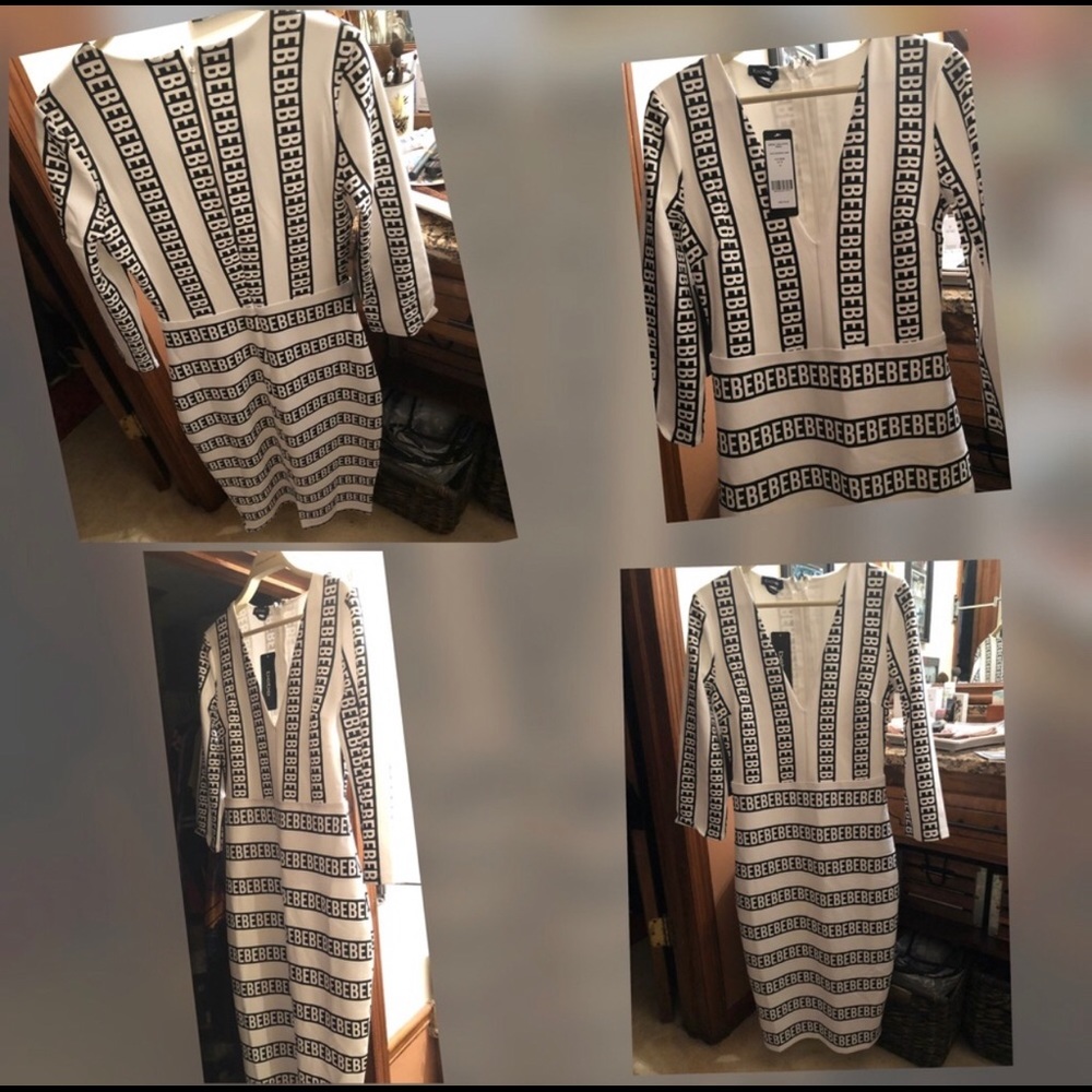 Bebe Serena Logo Stripe Dress (M)